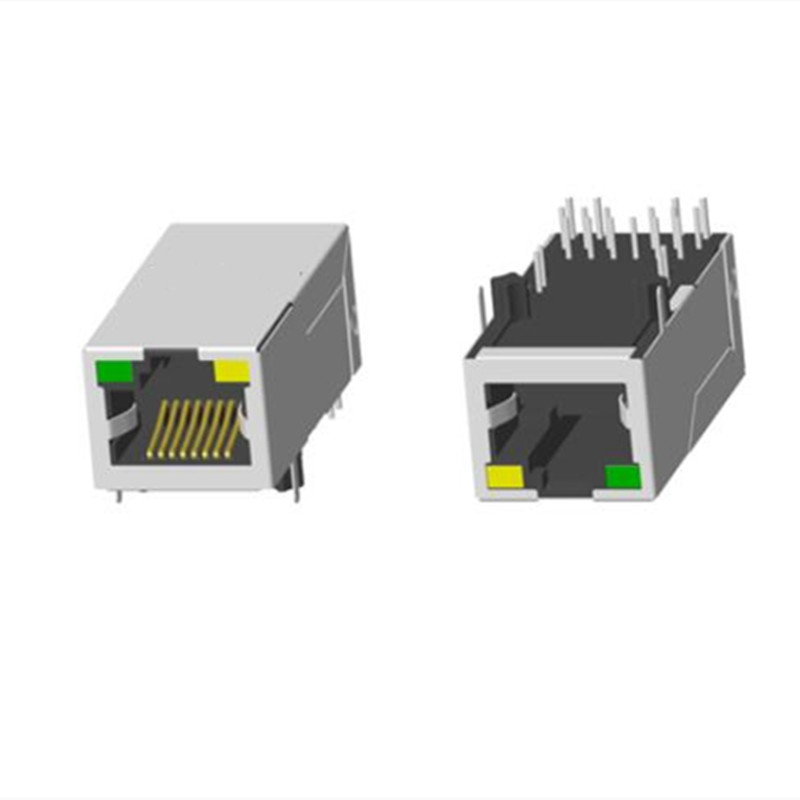 RJ45 2X4 無燈帶屏蔽帶彈片香菇腳