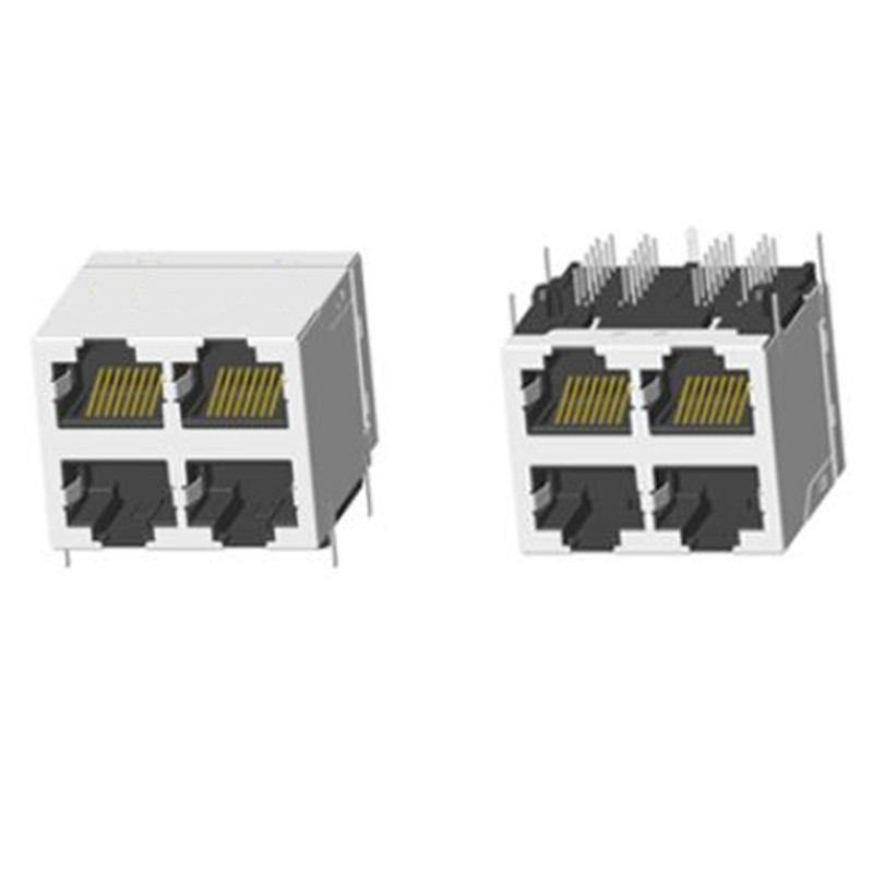 RJ45 2X4 無燈帶屏蔽帶彈片香菇腳