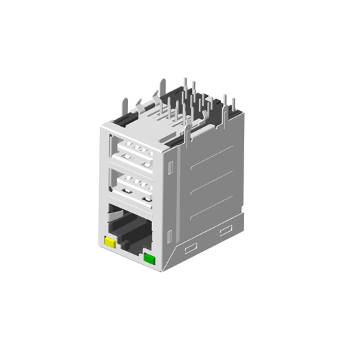 RJ45 1X1 雙USB 2.0 帶燈 帶屏蔽 無彈片網(wǎng)絡(luò)接口